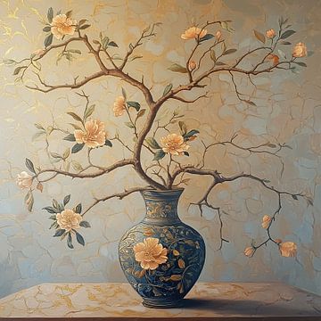 nature morte florale | Vase orné de fleurs de pêcher sur Peintures accrocheuses