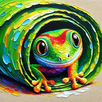 Gekko in een opgerold blad van Eric Nagel
