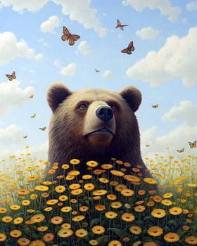 Skurrile Wildnis: Der verträumte Tanz des Bären mit den Schmetterlingen