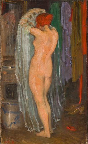 Model probeert een sluier, Venny Soldan-Brofeldt