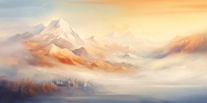 Neblige Berglandschaft
