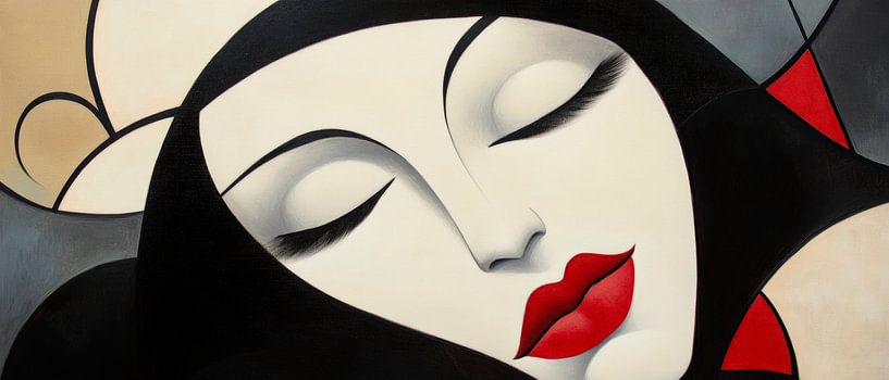 Beauté endormie au rouge à lèvres rouge par Poster Art Shop