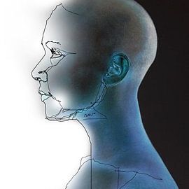 16. silhouet, portret, gezicht, kaal.  Kjeld.