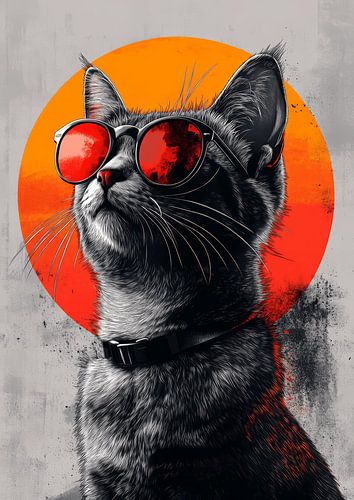 Cool Cat with Red Sunglasses