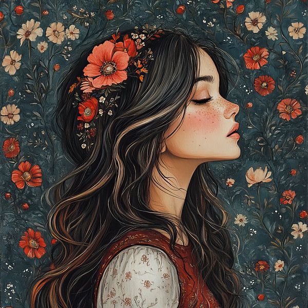 Woman Flowers by Eye catching paintings