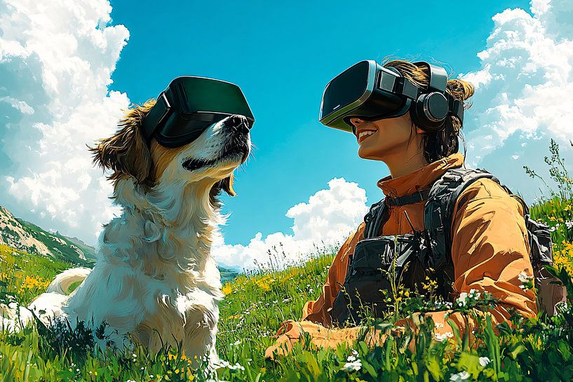 Dog and woman in nature by Art & Soul Creations