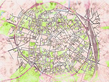 Kaart van Leuven centrum in de stijl 'Soothing Spring' van Maporia