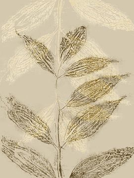 Abstrakte botanische Kunst in Beige, Sand und Braun