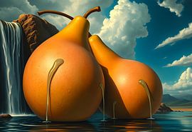 Art with fruit in the landscape Dali style by Egon Zitter
