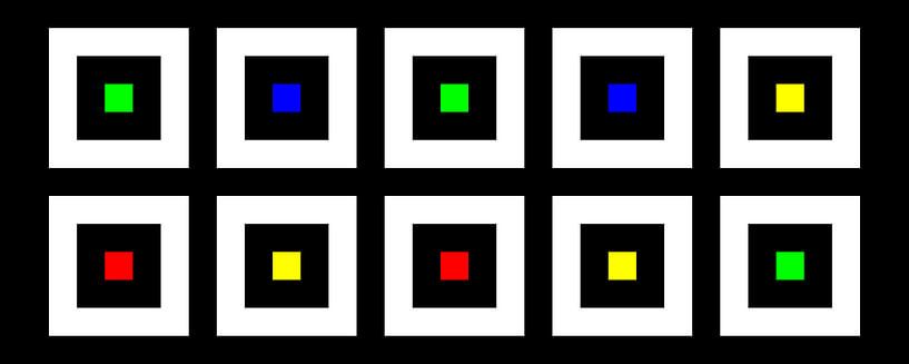 Emboîté | Centre | 05x02 | N=02 | Aléatoire #19 | RGBY par Gerhard Haberern