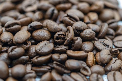 Image macro de grains de café torréfiés