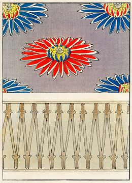 Illustration de chrysanthème. Ukiyo-e japonais traditionnel d'époque sur Dina Dankers