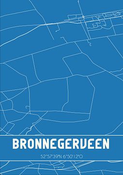 Blaupause | Karte | Bronnegerveen (Drenthe) von Rezona
