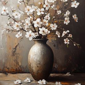 Cherry blossoms against an earth-toned backdrop by Bianca ter Riet