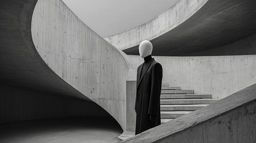Personnage sans visage dans un panorama moderne