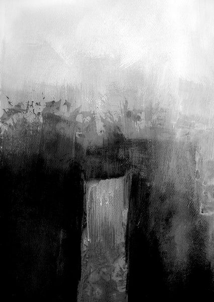 Zwart-wit grijs abstracte print van Ela Szczepaniak