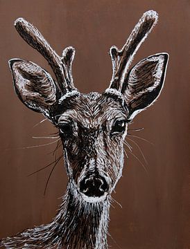 Pen drawing deer by Bianca ter Riet