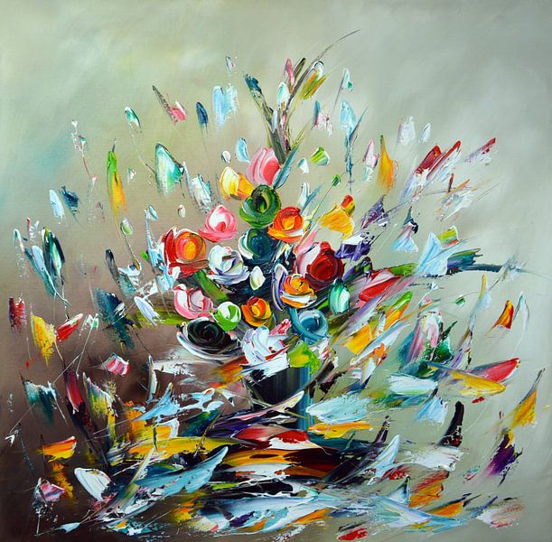 Bunte Blumen von Gena Theheartofart