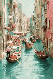 Gondola Jam - Vintage Venedig Poster von BowiScapes – Kunst und urbane Wandgestaltung