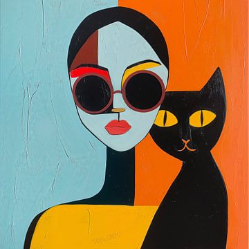 Cat lady modern abstract van Mel Digital Art