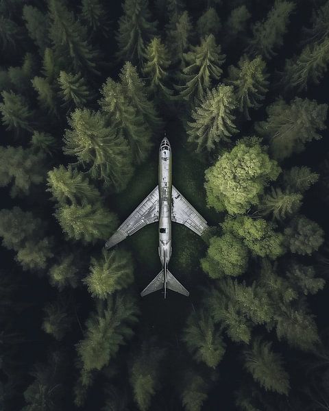 Flugzeug im Wald von fernlichtsicht