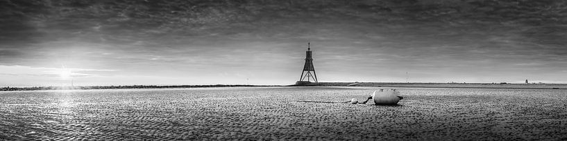 Mer du Nord, lever de soleil noir et blanc par Manfred Voss, Photographie Noir et Blanc