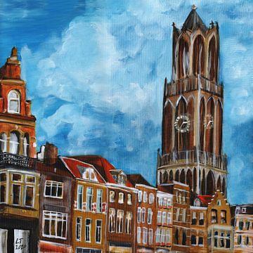 Utrecht - Uitzicht op de Dom en de Vismarkt van Lars Toebes