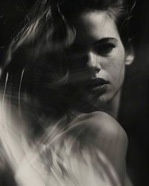 Stylish boudoir portrait in black and white by Carla Van Iersel