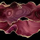 Bourgondië & Goud Glitter Agaat Textuur 03 van Aloke Design thumbnail