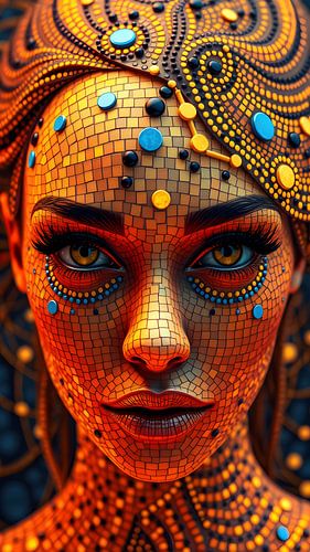 Mozaïek van futuristische patronen en warme tinten