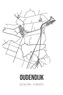 Oudendijk (Noord-Holland) | Karte | Schwarz und Weiß von Rezona