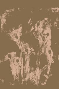 Pastel Botanicals. Printed Plant. Flowers on gold. by Dina Dankers