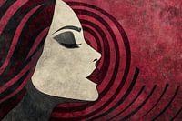 Female Silhouette in Deep Red