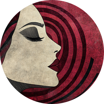 Vrouwelijk Silhouet in Diep Rood