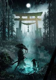 Echoes Through the Rain at Torii Gate by hanzo afthar