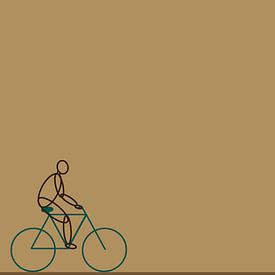 Abstracte Illustratie van een man op een fiets op een beige achtergrond van UMA Digital NL