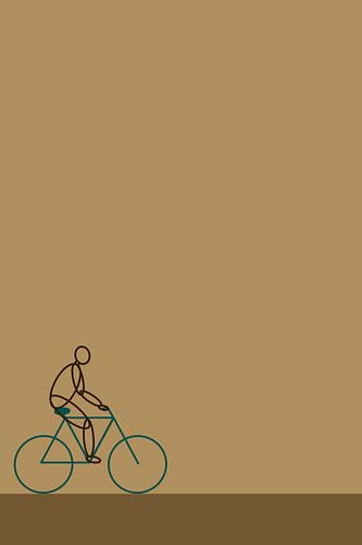 Abstrakte Illustration eines Mannes auf einem Fahrrad auf einem beigen Hintergrund