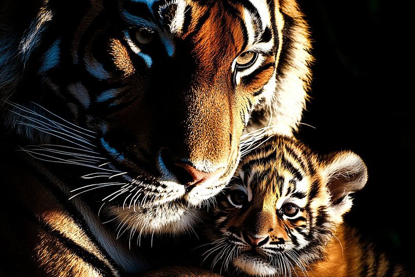 Tigermutter mit ihrem Jungen von Imperial Art House