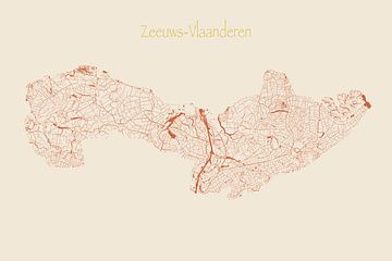 Wasserkarte von Zeeuws-Vlaanderen im Terrakotta-Stil