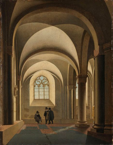 De westelijke traveeën van de zuidelijke beuk van de Mariakerk te Utrecht, Pieter Jansz. Saenredam,  van Marieke de Koning