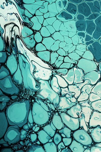 Abstract liquid colors: Turqouise - green by Marjolijn van den Berg