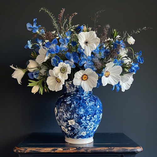 Delfter Blau auf rustikalem Schwarz