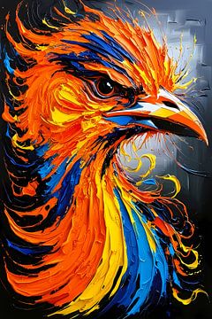 Abstract colourful bird illustration by Art & Soul Creations