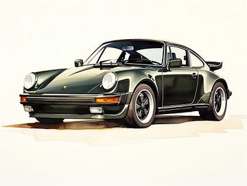 Green Porsche 911 turbo by PixelPrestige