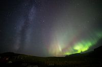 Nordlicht und Milchstraße über Island