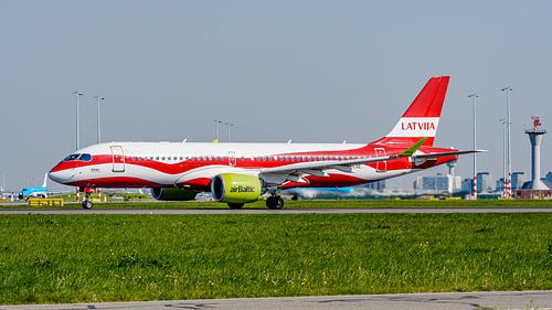 AirBaltic Airbus A220-300 in the ‘Latvia 100’ livery. by Jaap van den Berg