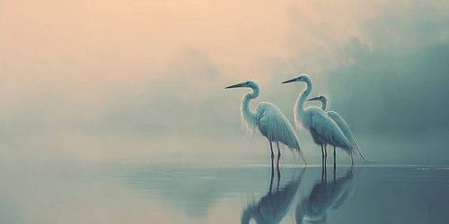 Three Herons in the Mist no. 2