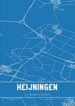 Blauwdruk | Landkaart | Heijningen (Noord-Brabant) van Rezona