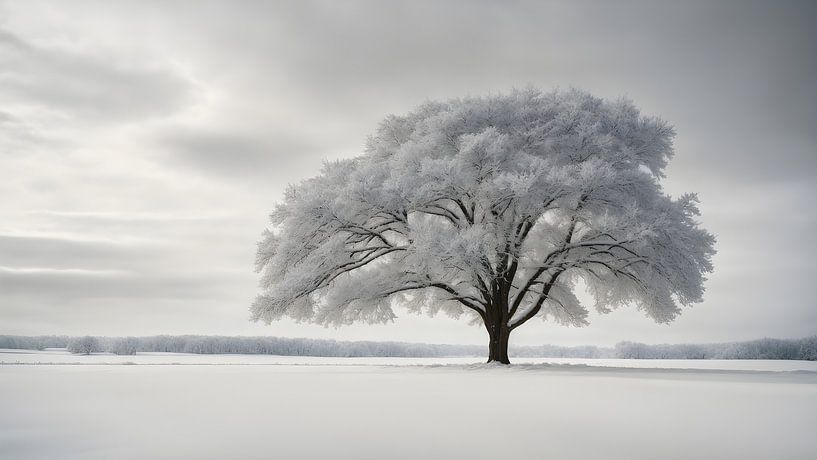 Einsamer schneebedeckter Baum von Anton de Zeeuw