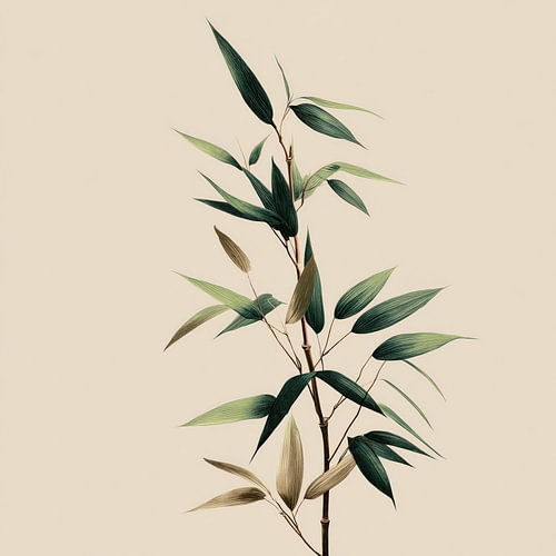 Bamboe tak met groene bladeren